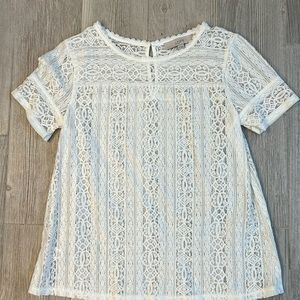 Ann Taylor Loft, xs, short sleeve lace shirt